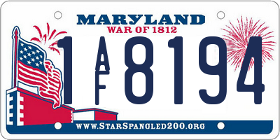 MD license plate 1AF8194