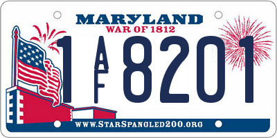 MD license plate 1AF8201