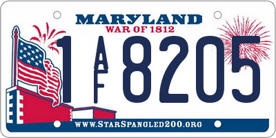 MD license plate 1AF8205