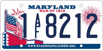 MD license plate 1AF8212