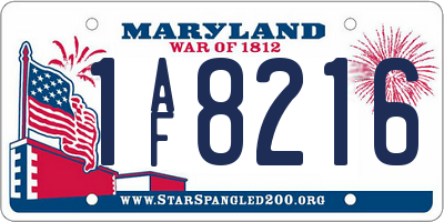 MD license plate 1AF8216