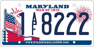MD license plate 1AF8222