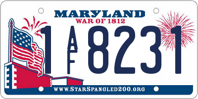 MD license plate 1AF8231