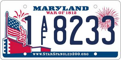 MD license plate 1AF8233