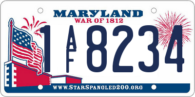 MD license plate 1AF8234