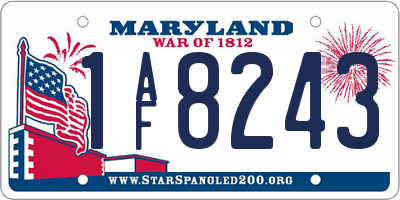 MD license plate 1AF8243