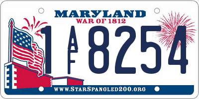 MD license plate 1AF8254