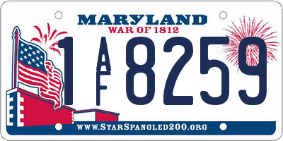 MD license plate 1AF8259