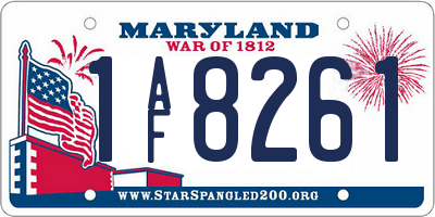 MD license plate 1AF8261