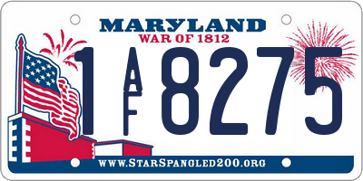MD license plate 1AF8275