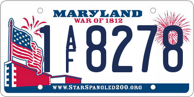 MD license plate 1AF8278