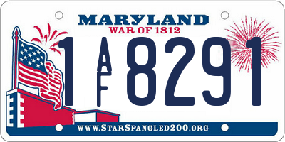 MD license plate 1AF8291