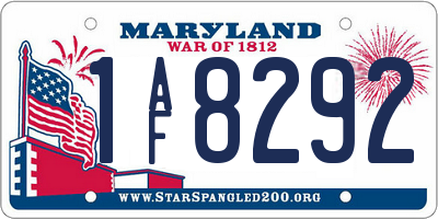 MD license plate 1AF8292
