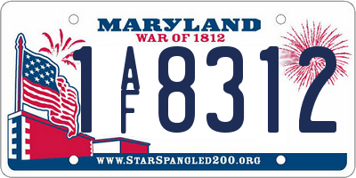 MD license plate 1AF8312