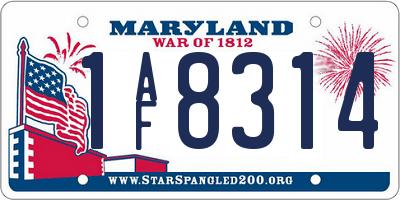 MD license plate 1AF8314
