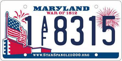 MD license plate 1AF8315