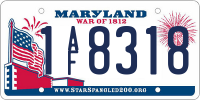 MD license plate 1AF8318