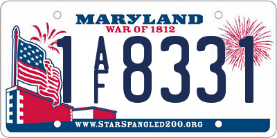 MD license plate 1AF8331