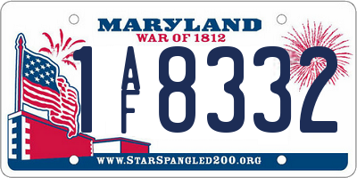 MD license plate 1AF8332