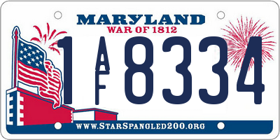 MD license plate 1AF8334