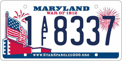 MD license plate 1AF8337