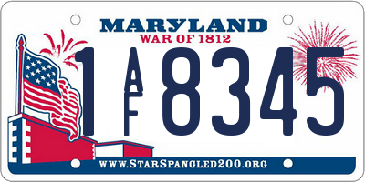 MD license plate 1AF8345