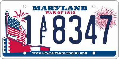 MD license plate 1AF8347