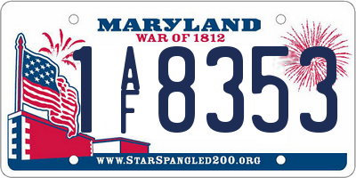 MD license plate 1AF8353