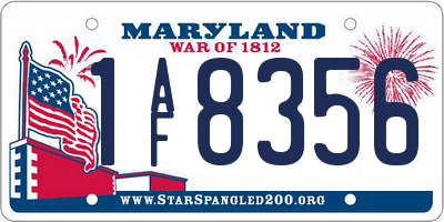 MD license plate 1AF8356