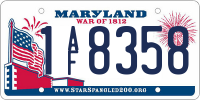 MD license plate 1AF8358