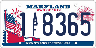 MD license plate 1AF8365