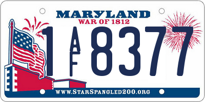 MD license plate 1AF8377