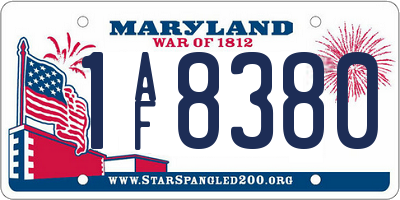 MD license plate 1AF8380