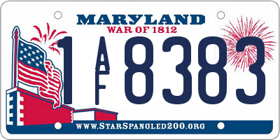 MD license plate 1AF8383