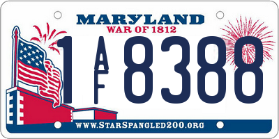 MD license plate 1AF8388