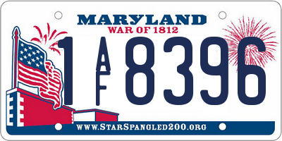 MD license plate 1AF8396
