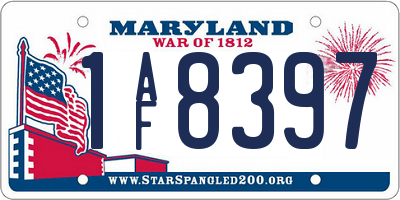 MD license plate 1AF8397