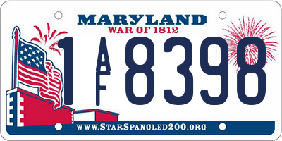 MD license plate 1AF8398