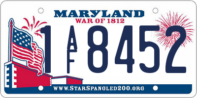 MD license plate 1AF8452