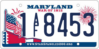 MD license plate 1AF8453