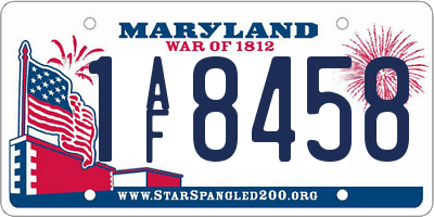 MD license plate 1AF8458