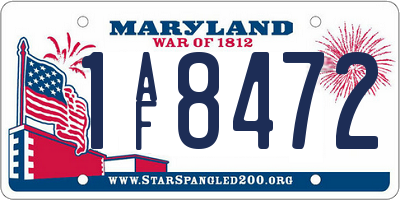 MD license plate 1AF8472