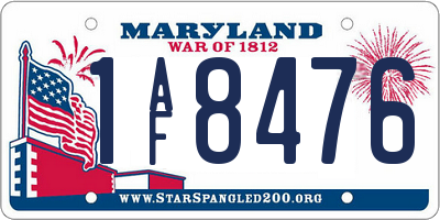 MD license plate 1AF8476
