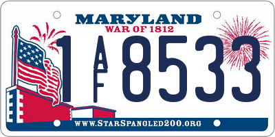 MD license plate 1AF8533