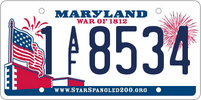 MD license plate 1AF8534
