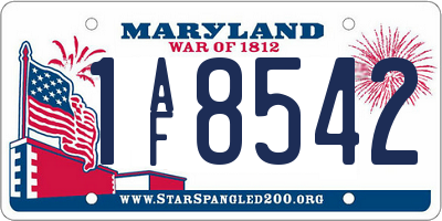 MD license plate 1AF8542
