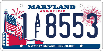 MD license plate 1AF8553