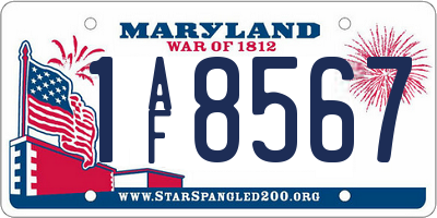 MD license plate 1AF8567