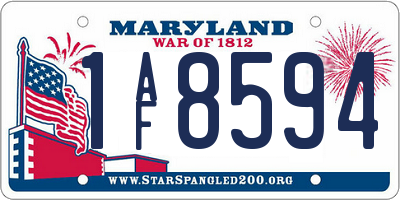 MD license plate 1AF8594