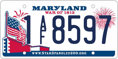 MD license plate 1AF8597